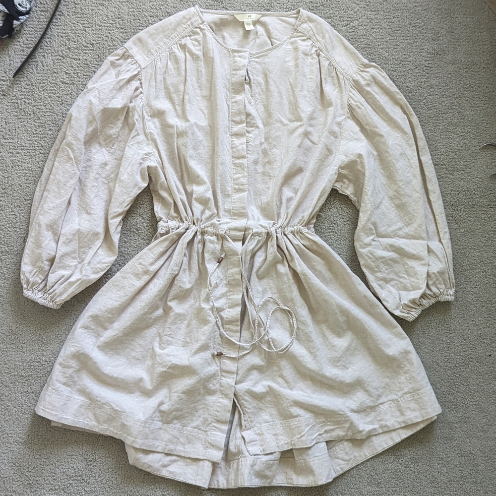 NWOT European H&M Linen Long Sleeve Tunic Dress